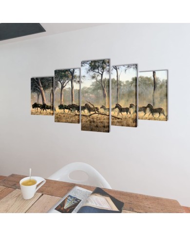 Set de toiles murales imprimées Zèbres 100 x 50 cm
