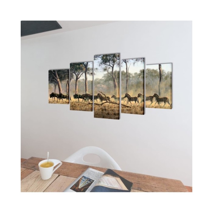 Set de toiles murales imprimées Zèbres 100 x 50 cm