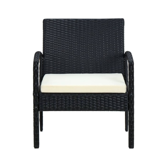 Chaise de jardin avec coussin Résine tressée Noir