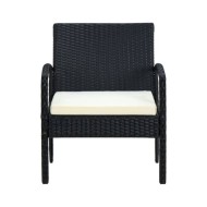 Chaise de jardin avec coussin Résine tressée Noir