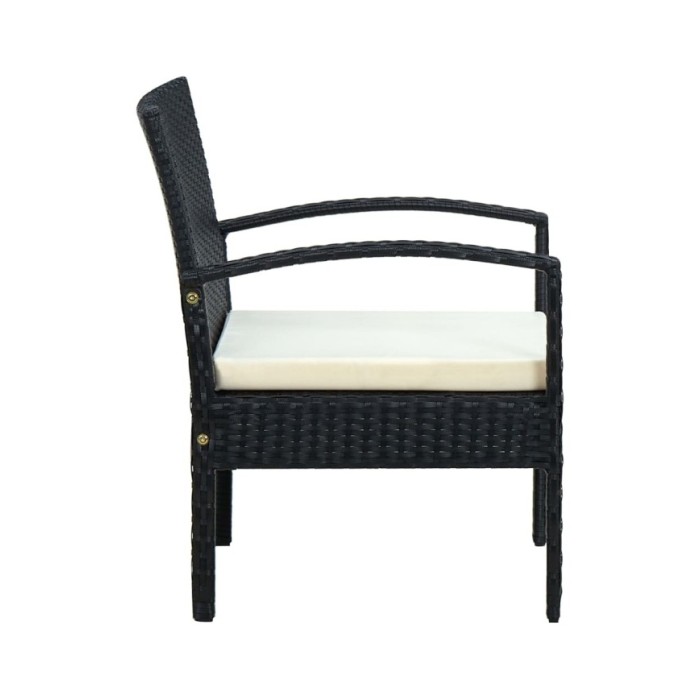 Chaise de jardin avec coussin Résine tressée Noir