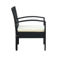 Chaise de jardin avec coussin Résine tressée Noir