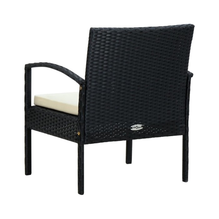 Chaise de jardin avec coussin Résine tressée Noir