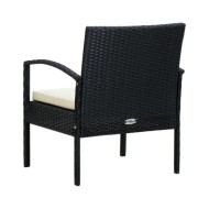 Chaise de jardin avec coussin Résine tressée Noir