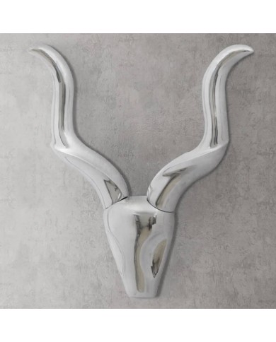 Décoration murale en forme de tête de gazelle en aluminium Argent 50cm