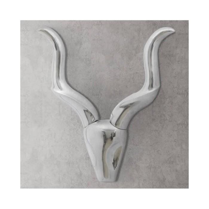 Décoration murale en forme de tête de gazelle en aluminium Argent 50cm