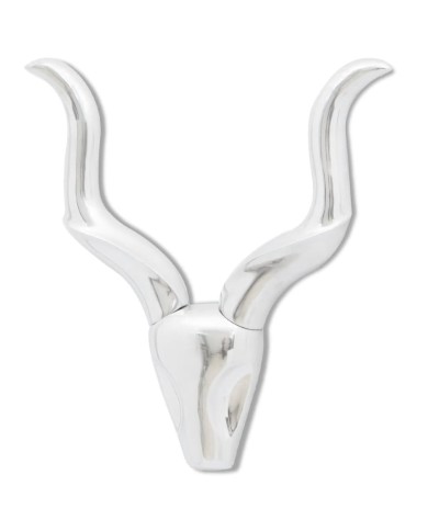 Décoration murale en forme de tête de gazelle en aluminium Argent 50cm