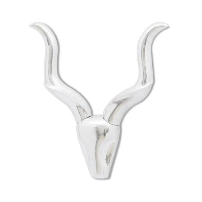 Décoration murale en forme de tête de gazelle en aluminium Argent 50cm