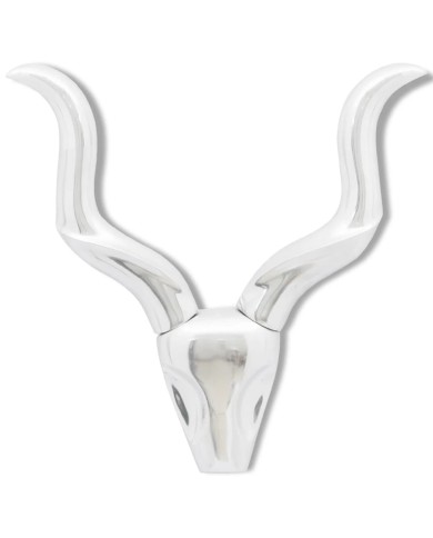 Décoration murale en forme de tête de gazelle en aluminium Argent 50cm