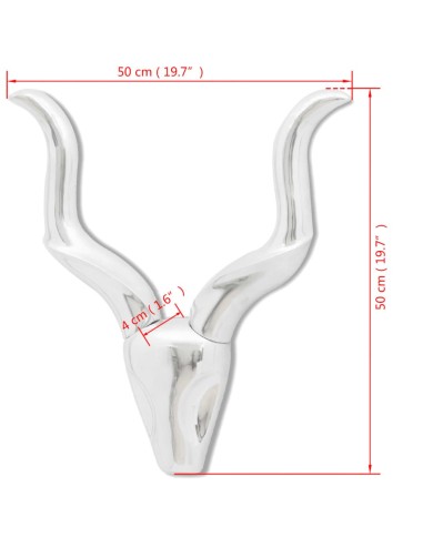 Décoration murale en forme de tête de gazelle en aluminium Argent 50cm