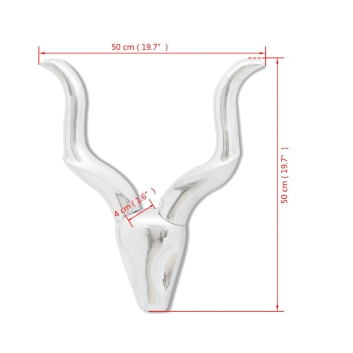 Décoration murale en forme de tête de gazelle en aluminium Argent 50cm