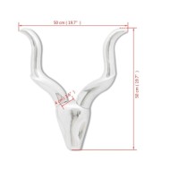 Décoration murale en forme de tête de gazelle en aluminium Argent 50cm