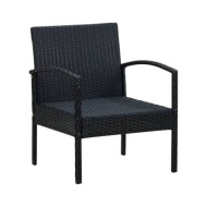 Chaise de jardin avec coussin Résine tressée Noir
