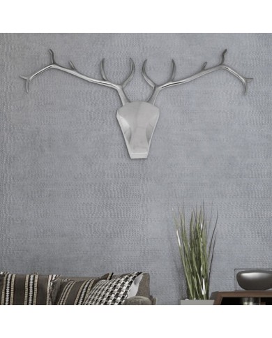 Décoration murale en forme de tête de cerf Aluminium Argenté