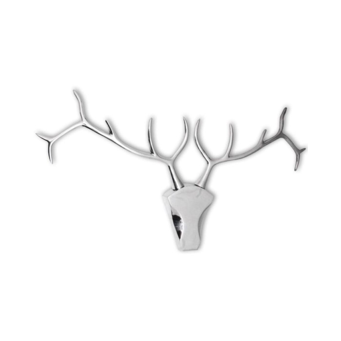 Décoration murale en forme de tête de cerf Aluminium Argenté