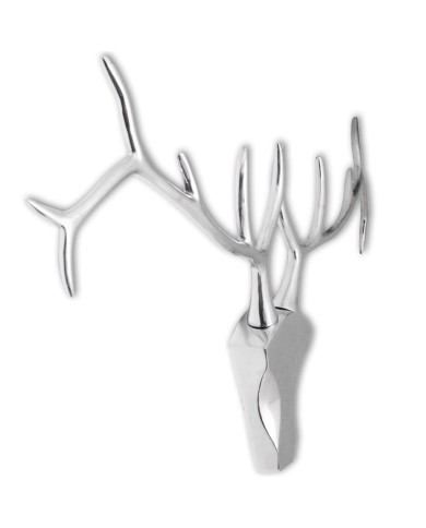 Décoration murale en forme de tête de cerf Aluminium Argenté