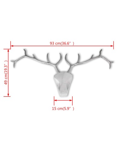 Décoration murale en forme de tête de cerf Aluminium Argenté
