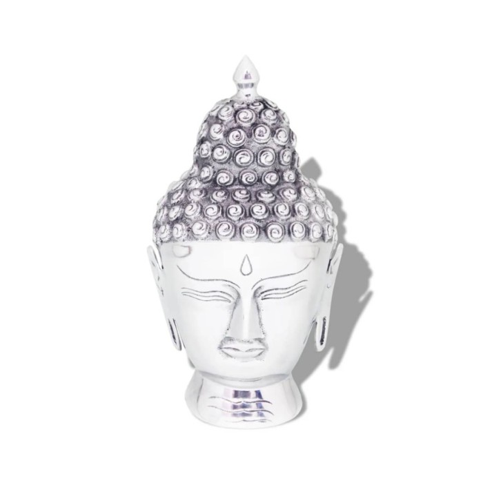Décoration murale en forme de tête de Bouddha Aluminium Argenté