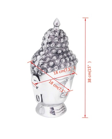 Décoration murale en forme de tête de Bouddha Aluminium Argenté