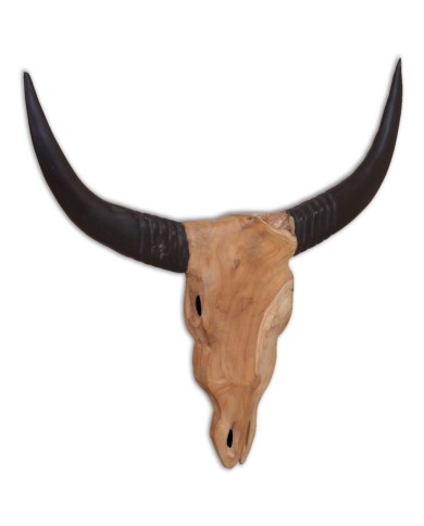 Crâne de taureau mural Teck 69 x 6 x 60 cm