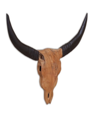 Crâne de taureau mural Teck 69 x 6 x 60 cm