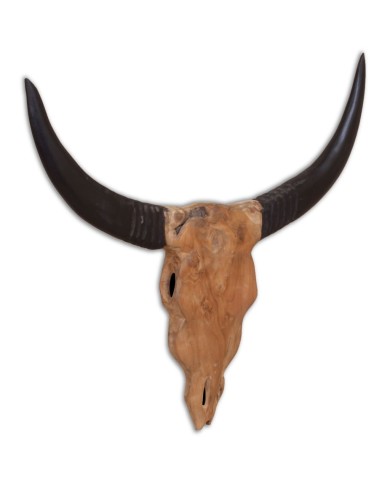 Crâne de taureau mural Teck 69 x 6 x 60 cm
