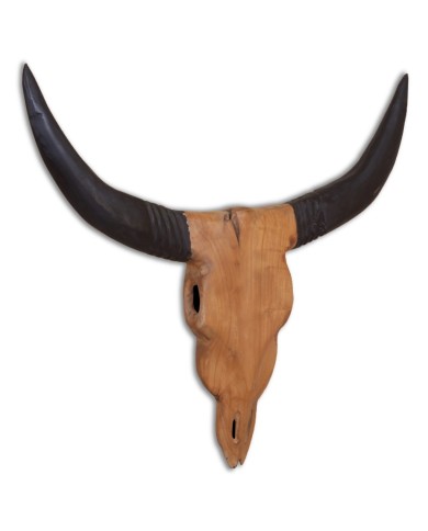 Crâne de taureau mural Teck 69 x 6 x 60 cm