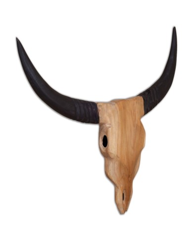Crâne de taureau mural Teck 69 x 6 x 60 cm