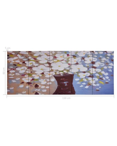 Jeu de tableau sur toile Fleurs en vase Multicolore 150x60 cm
