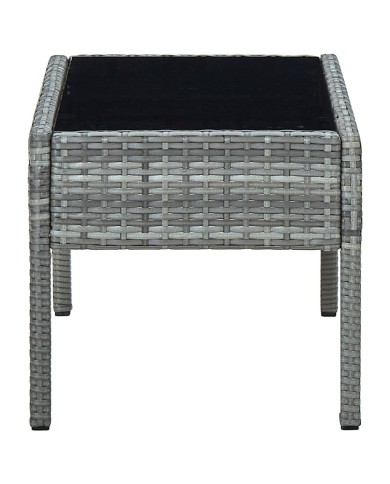 Table de jardin Gris 75x40x37 cm Résine tressée
