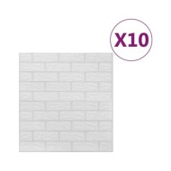 Papier peint 3D autoadhésif Briques 10 pcs Blanc