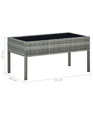 Table de jardin Gris 75x40x37 cm Résine tressée