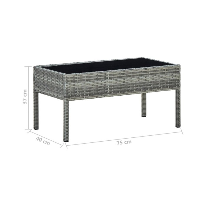 Table de jardin Gris 75x40x37 cm Résine tressée