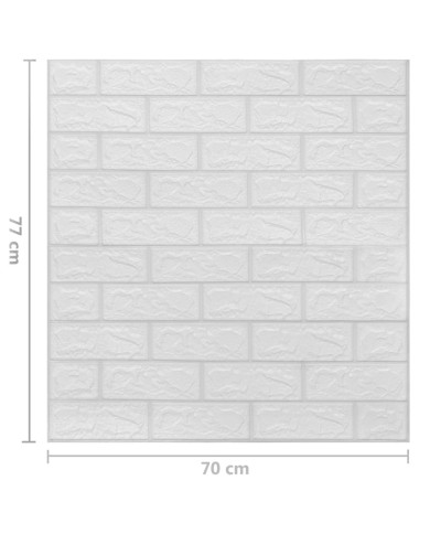Papier peint 3D autoadhésif Briques 10 pcs Blanc