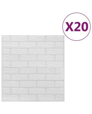 Papier peint 3D autoadhésif Briques 20 pcs Blanc