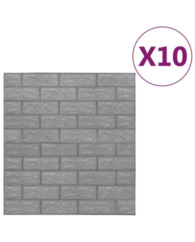Papier peint 3D autoadhésif Briques 10 pcs Anthracite