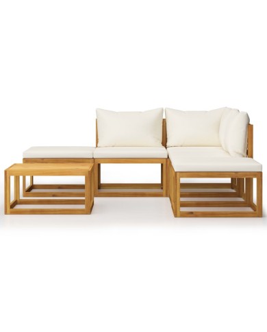 Salon de jardin 6 pcs avec coussins Bois d'acacia solide