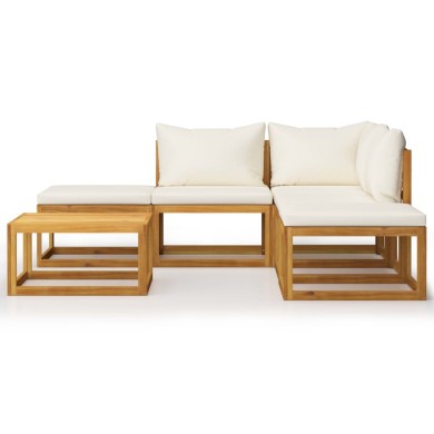 Salon de jardin 6 pcs avec coussins Bois d'acacia solide