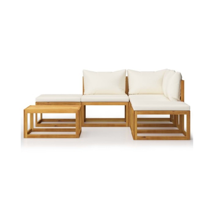 Salon de jardin 6 pcs avec coussins Bois d'acacia solide