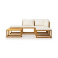 Salon de jardin 6 pcs avec coussins Bois d'acacia solide
