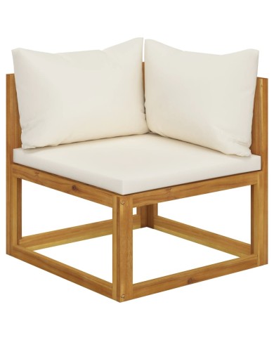 Salon de jardin 6 pcs avec coussins Bois d'acacia solide
