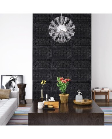 Papier peint 3D autoadhésif Briques 10 pcs Noir