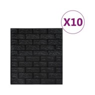 Papier peint 3D autoadhésif Briques 10 pcs Noir