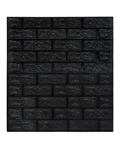 Papier peint 3D autoadhésif Briques 10 pcs Noir