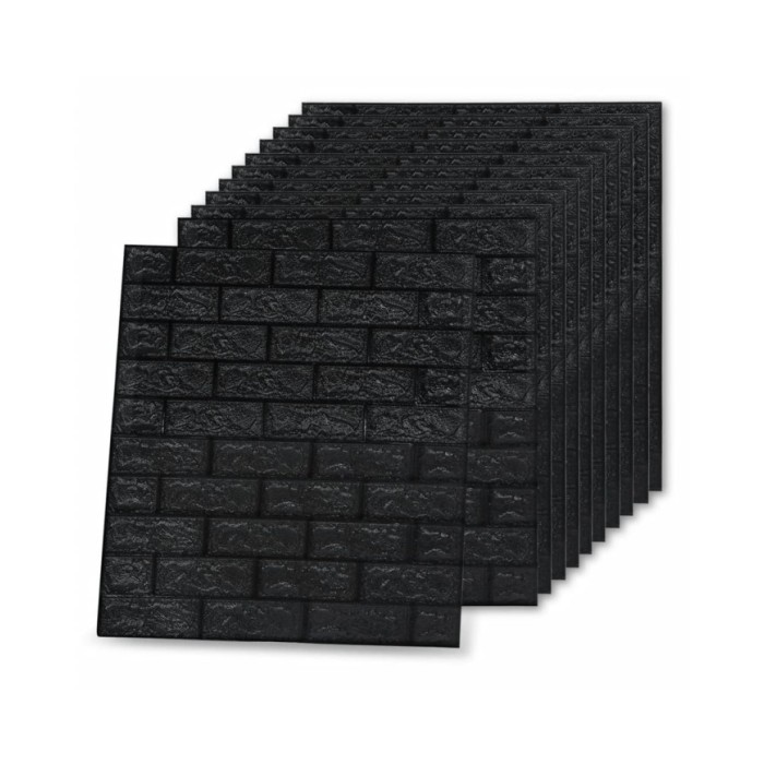 Papier peint 3D autoadhésif Briques 10 pcs Noir