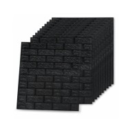 Papier peint 3D autoadhésif Briques 10 pcs Noir