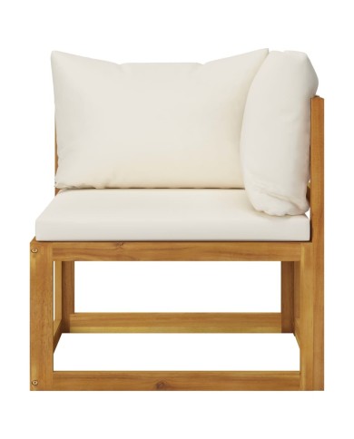Salon de jardin 6 pcs avec coussins Bois d'acacia solide