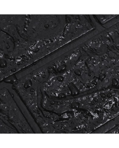 Papier peint 3D autoadhésif Briques 10 pcs Noir