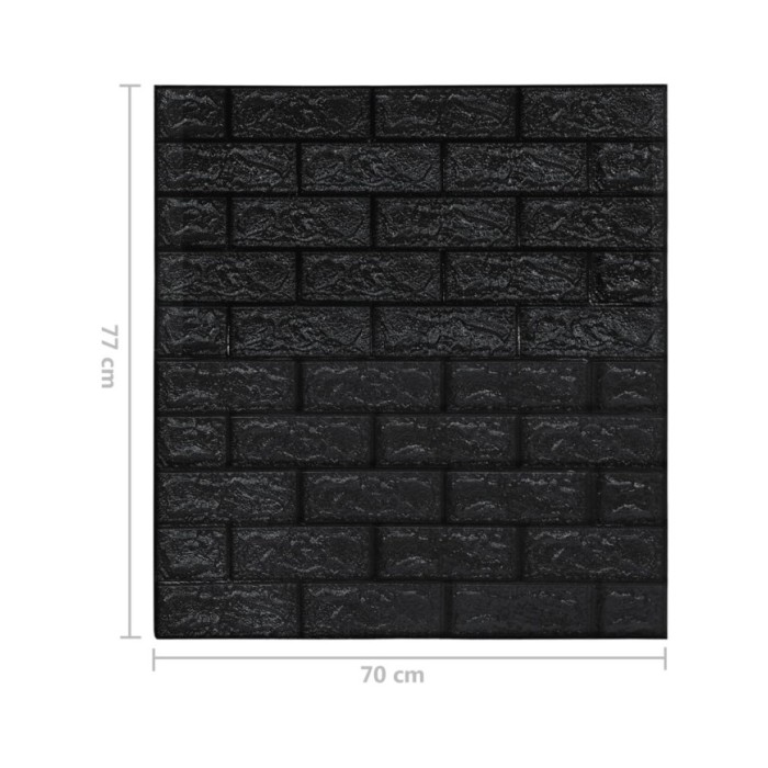 Papier peint 3D autoadhésif Briques 10 pcs Noir