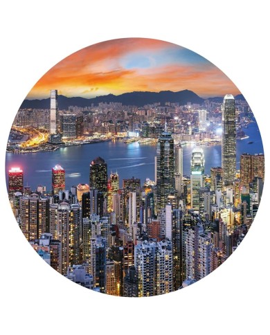 WallArt Papier peint cercle Skyline by Night 190 cm